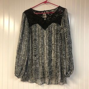 ALYX Black and White Snakeskin Print Women's Top Lace Accent OX